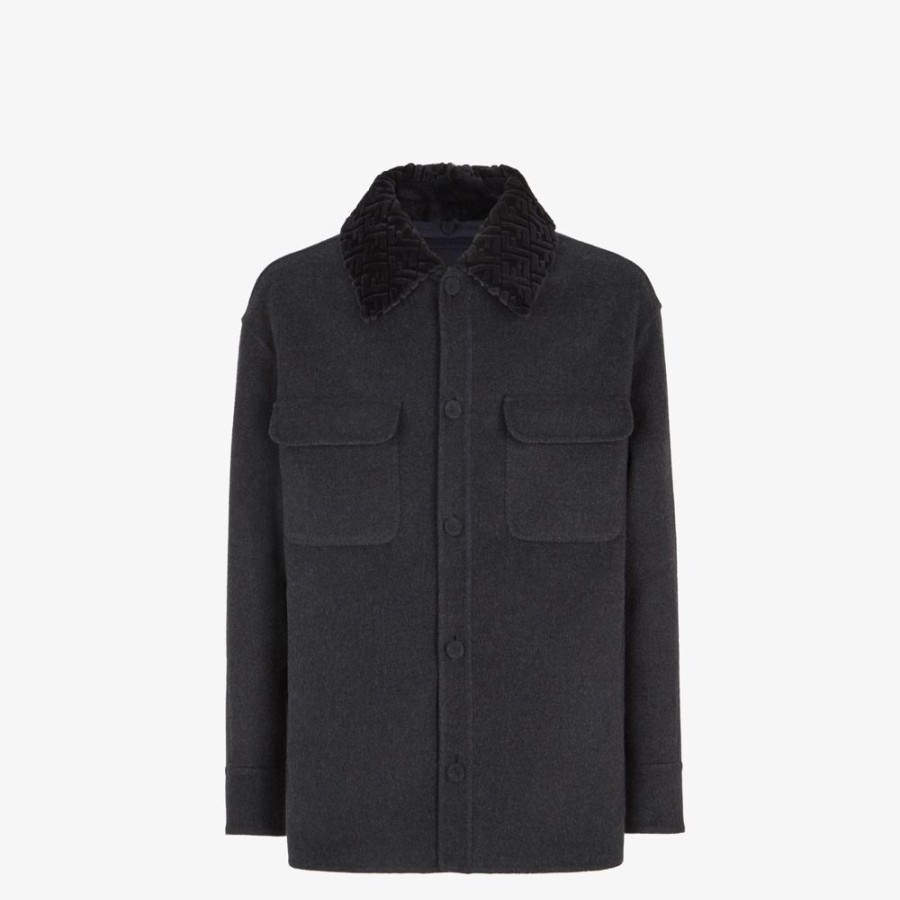 Uomo Fendi Cappotti E Capispalla | Giacca In Cashmere Nero