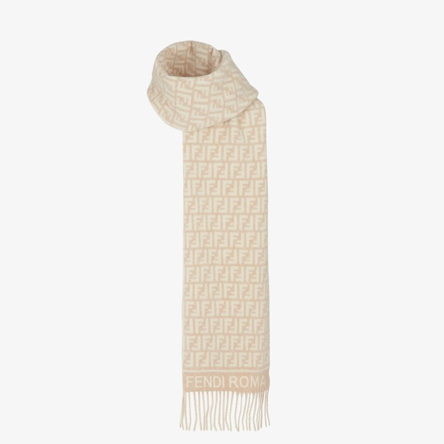 Donna Fendi Sciarpe E Poncho | Sciarpa In Lana E Cashmere Beige