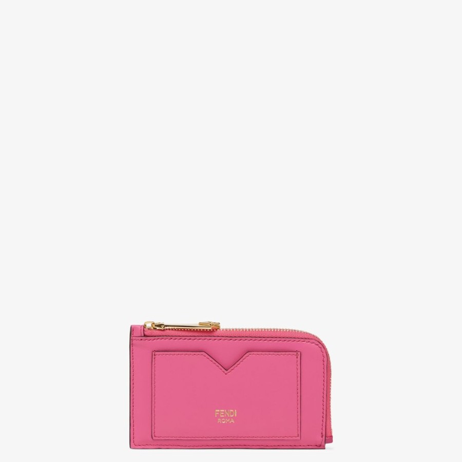 Donna Fendi Portacarte E Piccoli Accessori | Porta Carte In Pelle Bicolore Fucsia E Rosa Scuro