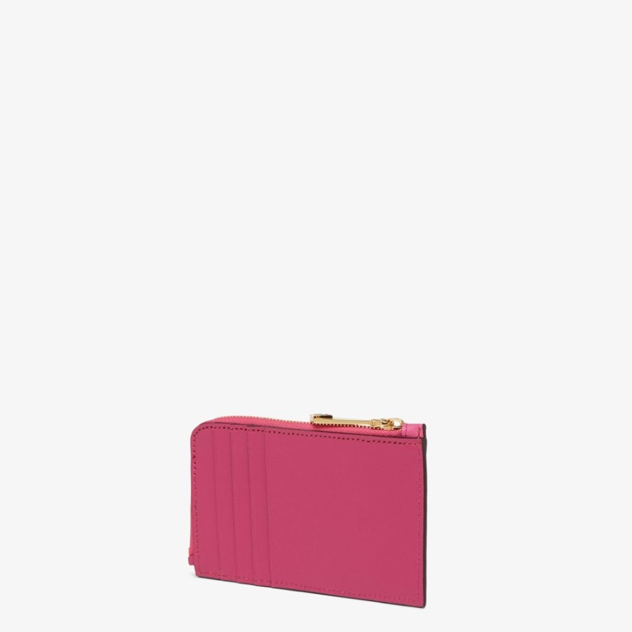 Donna Fendi Portacarte E Piccoli Accessori | Porta Carte In Pelle Bicolore Fucsia E Rosa Scuro