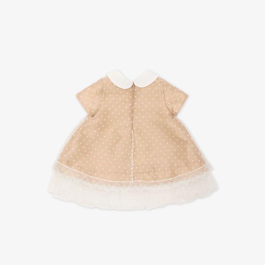 Bambini Fendi Bambina | Abito Baby In Duchesse E Tulle Beige