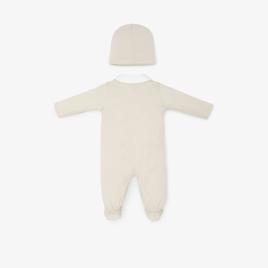 Bambini Fendi Bambina | Completino Con Orsetti In Jersey Beige