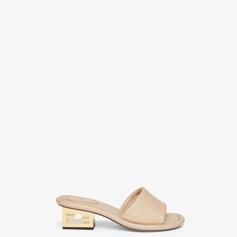 Donna Fendi Slides E Sandali | Slide In Nappa Beige