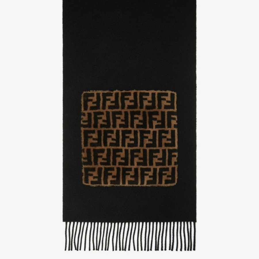 Donna Fendi Sciarpe E Poncho | Sciarpa In Lana E Cashmere Nero