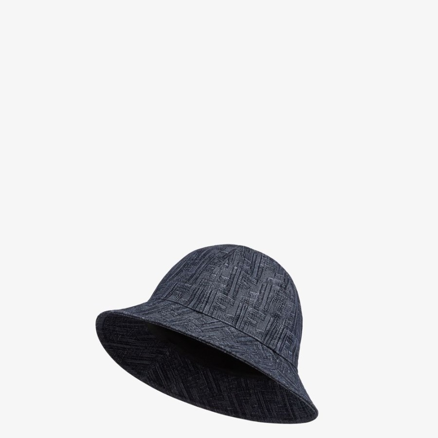 Uomo Fendi Cappelli E Guanti | Bucket In Denim Blu