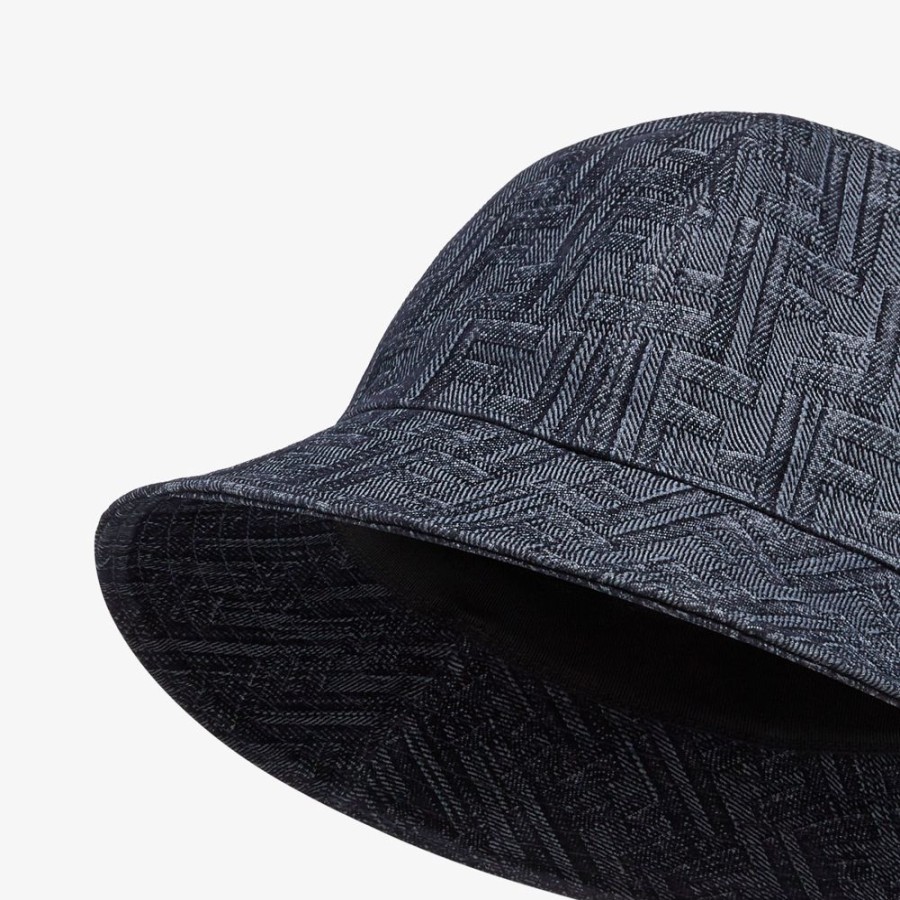 Uomo Fendi Cappelli E Guanti | Bucket In Denim Blu