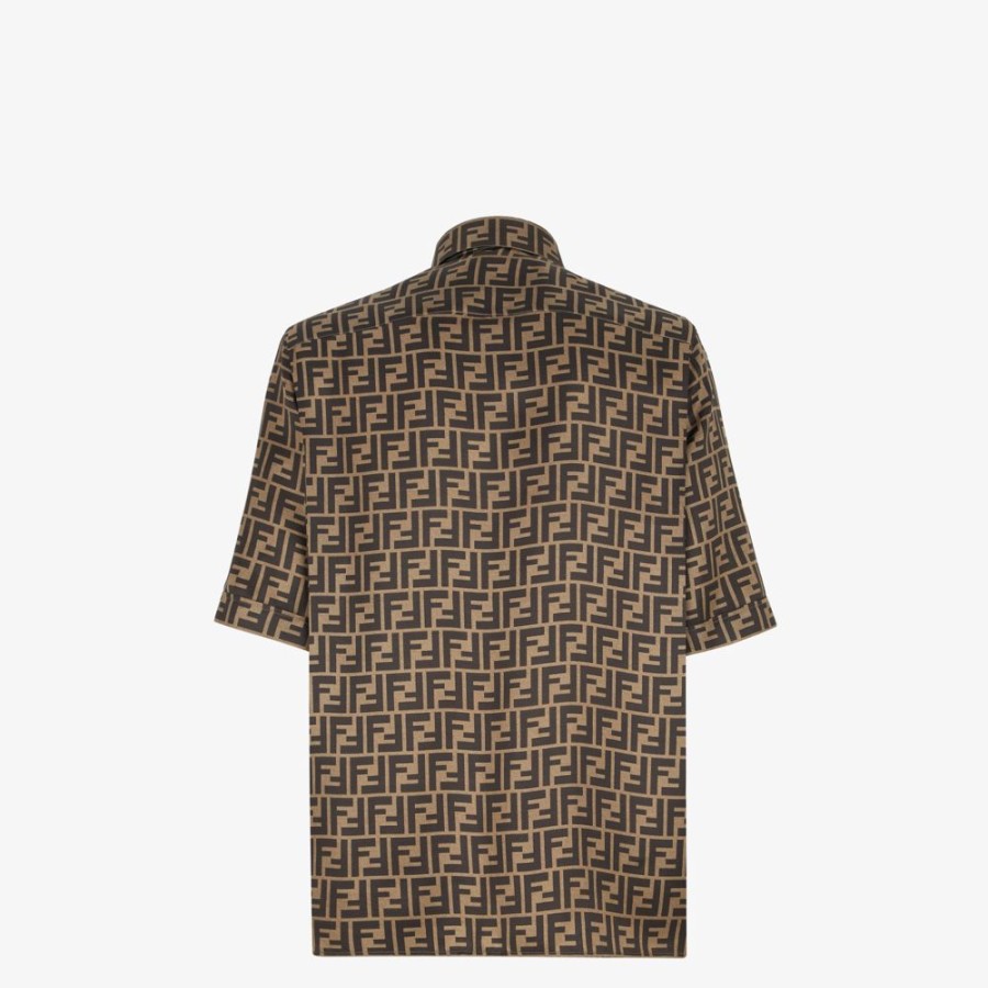 Uomo Fendi Camicie | Camicia In Seta Marrone