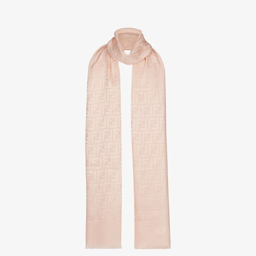 Donna Fendi Foulard In Seta | Stola In Seta Rosa