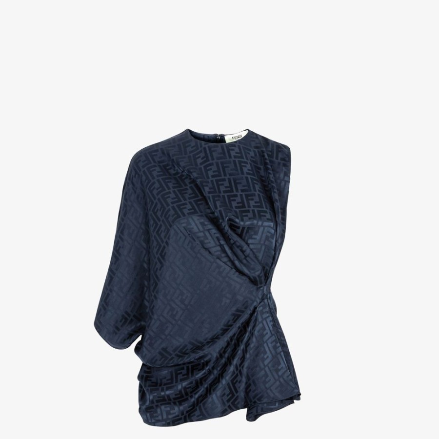 Donna Fendi Top E Camicie | Top In Seta Ff Blu