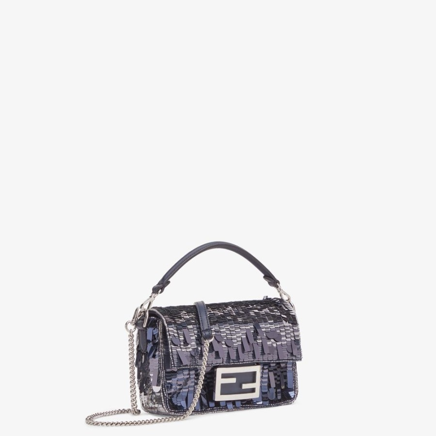 Donna Fendi Borse Mini | Borsa In Pelle E Paillette Blu Degrade