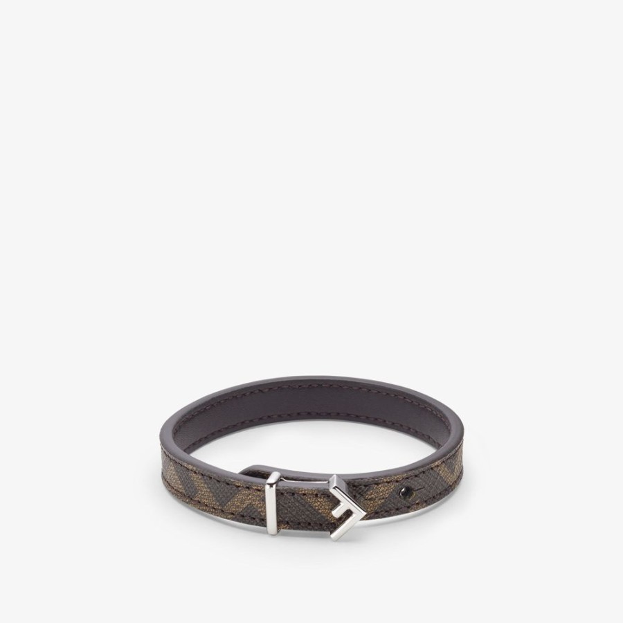 Uomo Fendi Bracciali | Bracciale In Tessuto Marrone