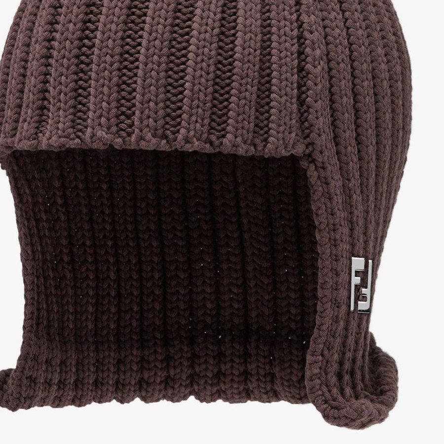 Uomo Fendi Cappelli E Guanti | Cuffia In Cotone Marrone