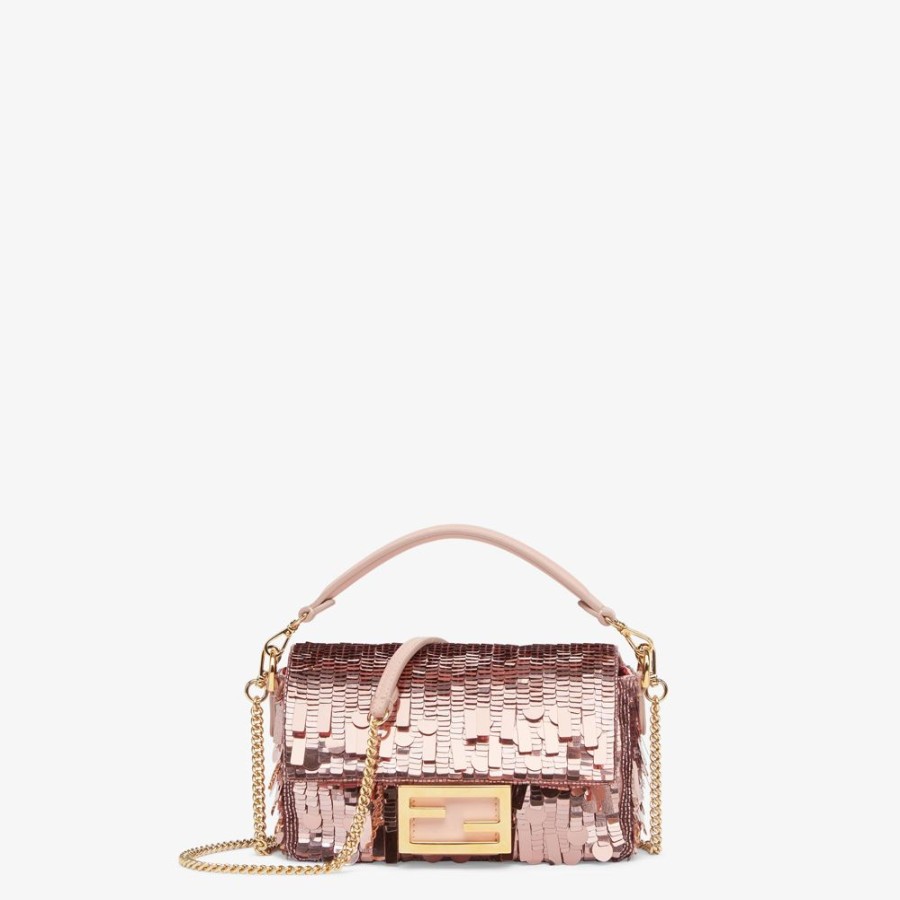 Donna Fendi Borse Mini | Borsa In Pelle E Paillette Rosa