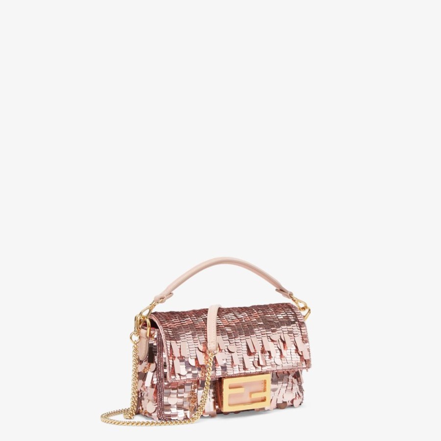 Donna Fendi Borse Mini | Borsa In Pelle E Paillette Rosa