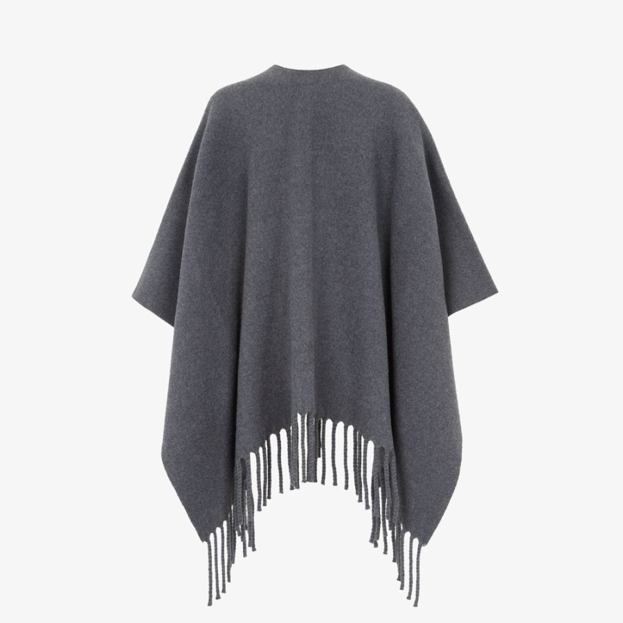 Donna Fendi Sciarpe E Poncho | Poncho In Lana Grigio