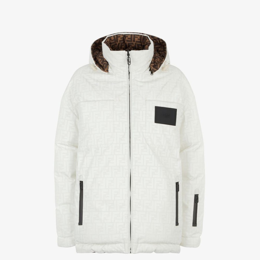 Donna Fendi Skiwear | Piumino In Nylon Ff Bianco