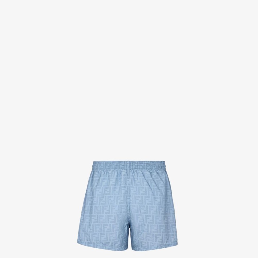 Uomo Fendi Swimwear | Short In Nylon Azzurro