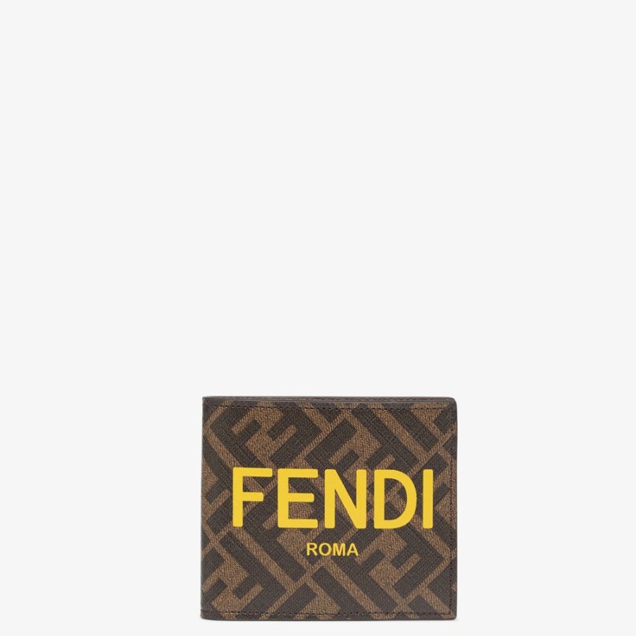 Uomo Fendi Portafogli | Bi-Fold In Tessuto Marrone