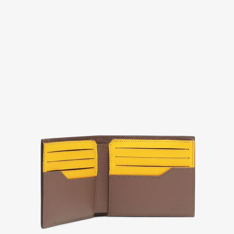 Uomo Fendi Portafogli | Bi-Fold In Tessuto Marrone