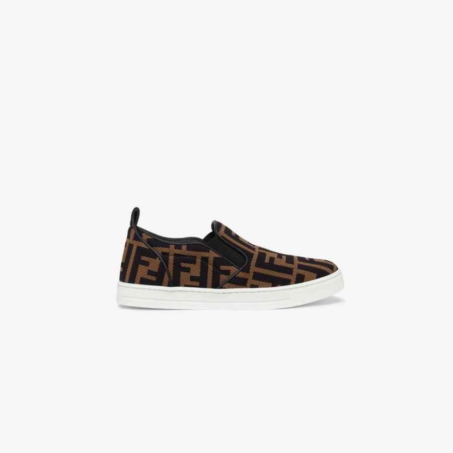 Bambini Fendi Scarpe | Slip On Junior In Tessuto Con Logo Ff Allover