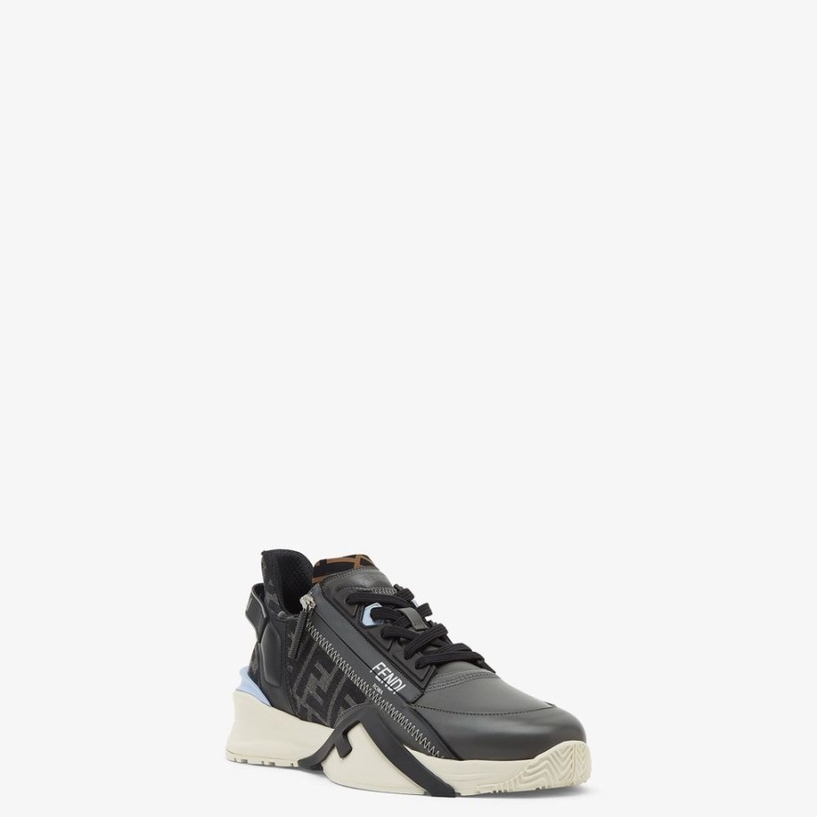 Uomo Fendi Sneakers | Low Top In Pelle Grigia