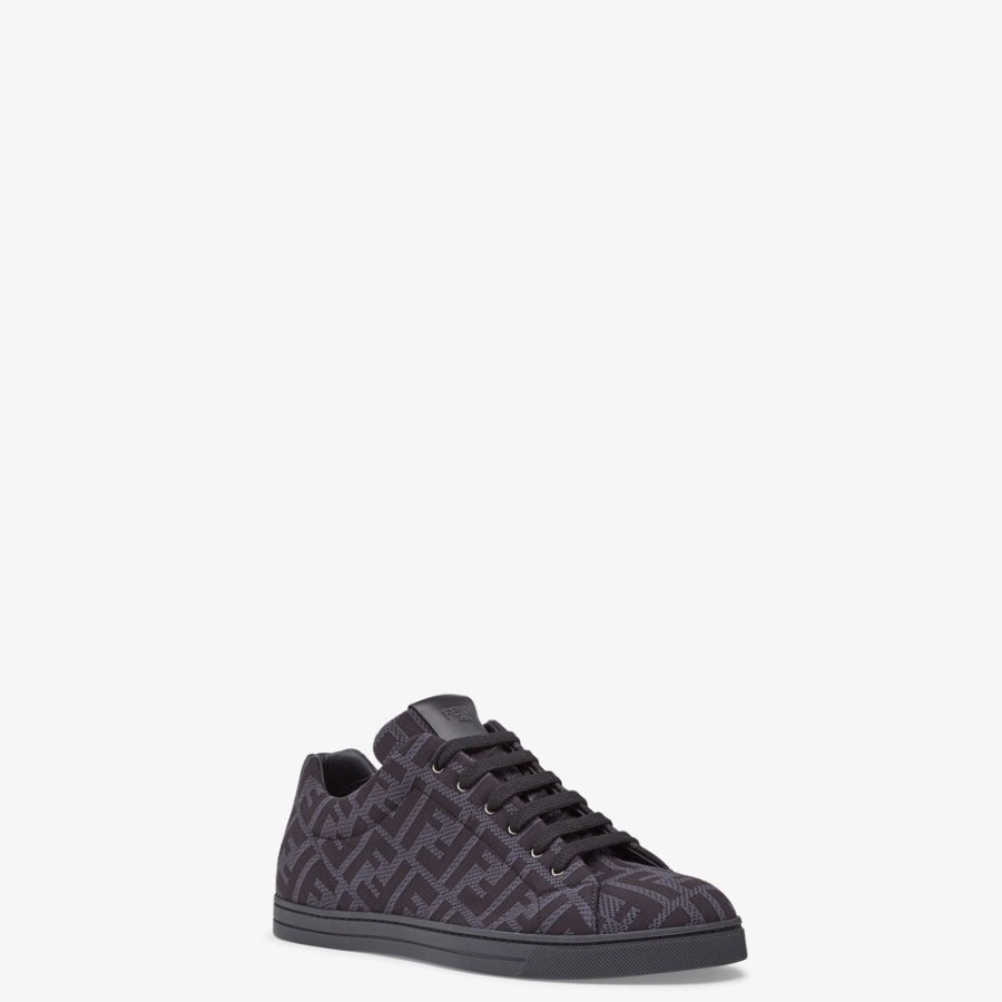 Uomo Fendi Sneakers | Low Top In Tessuto Tecnico Grigio