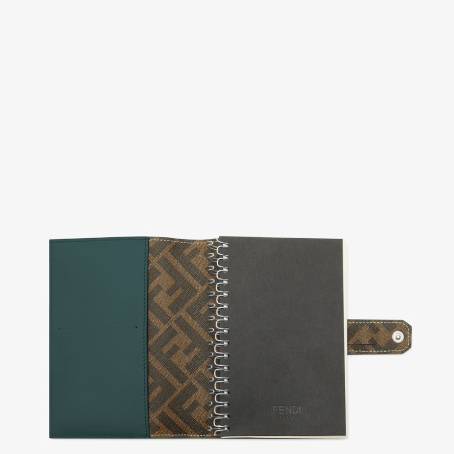 Uomo Fendi Viaggi E Lifestyle | Notebook In Pelle Verde