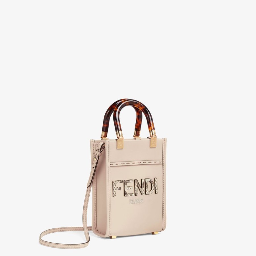 Donna Fendi Pelli Pregiate | Minibag In Pelle Grigio Chiaro Ed Elaphe