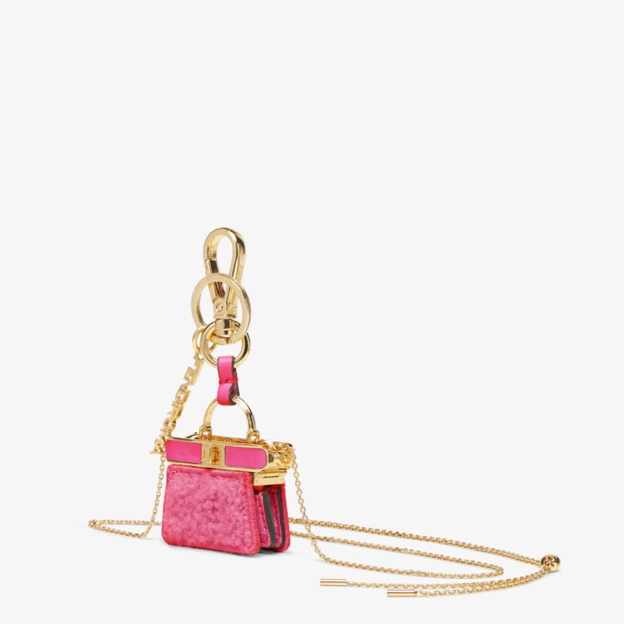 Donna Fendi Accessori Tecnologici E Lifestyle | Portachiavi In Montone Fucsia