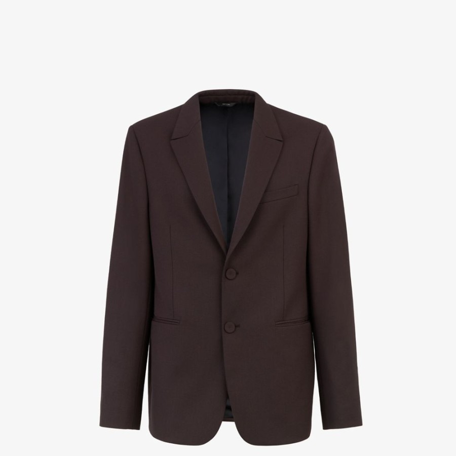 Uomo Fendi Giacche E Abiti | Blazer In Lana Marrone