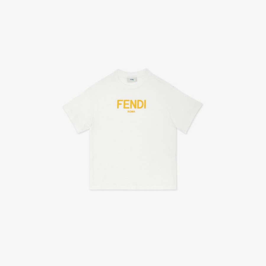 Bambini Fendi Abbigliamento | T-Shirt Junior In Jersey Con Logo Fendi Roma