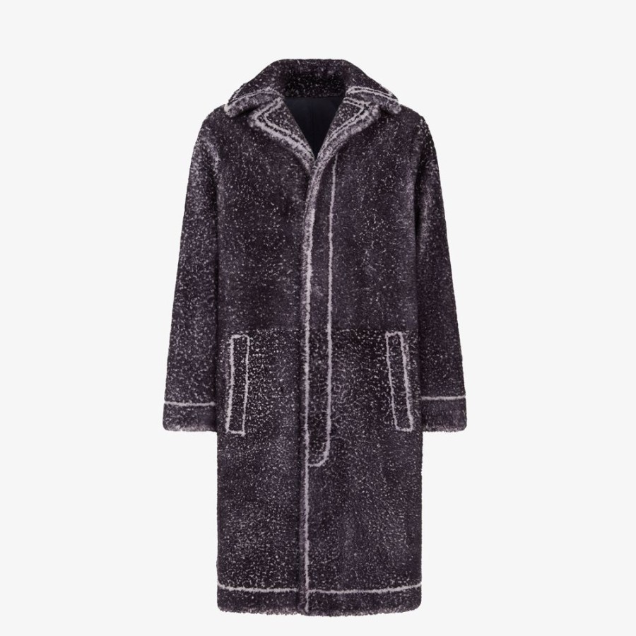 Uomo Fendi Cappotti E Capispalla | Cappotto In Shearling Blu