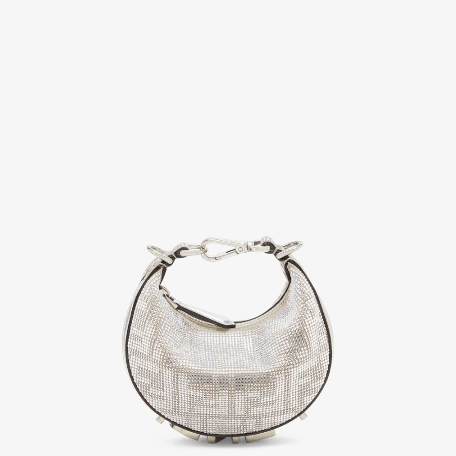 Donna Fendi Miniature Bags | Charm In Cristalli Argento