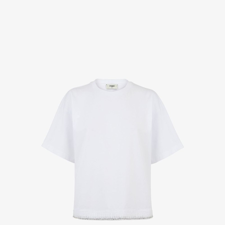 Donna Fendi T-Shirt E Felpe | T-Shirt In Jersey Bianco