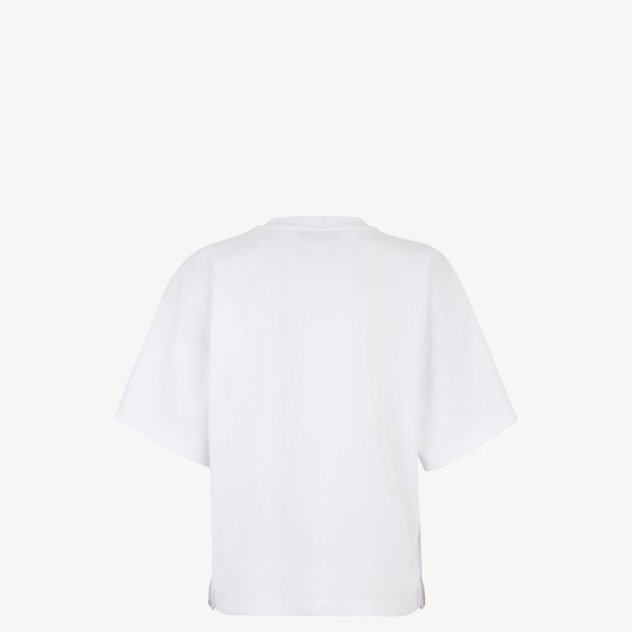 Donna Fendi T-Shirt E Felpe | T-Shirt In Jersey Bianco