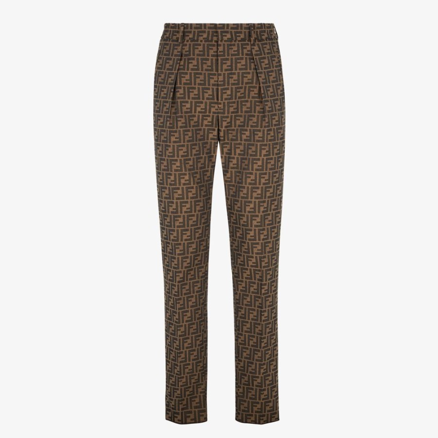 Uomo Fendi Giacche E Abiti | Pantalone In Tessuto Marrone