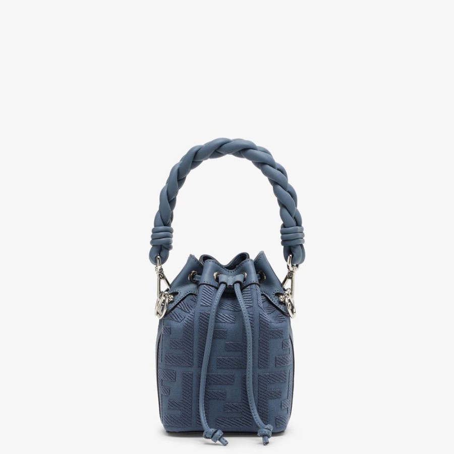 Donna Fendi Borse Mini | Minibag In Canvas Ff Blu