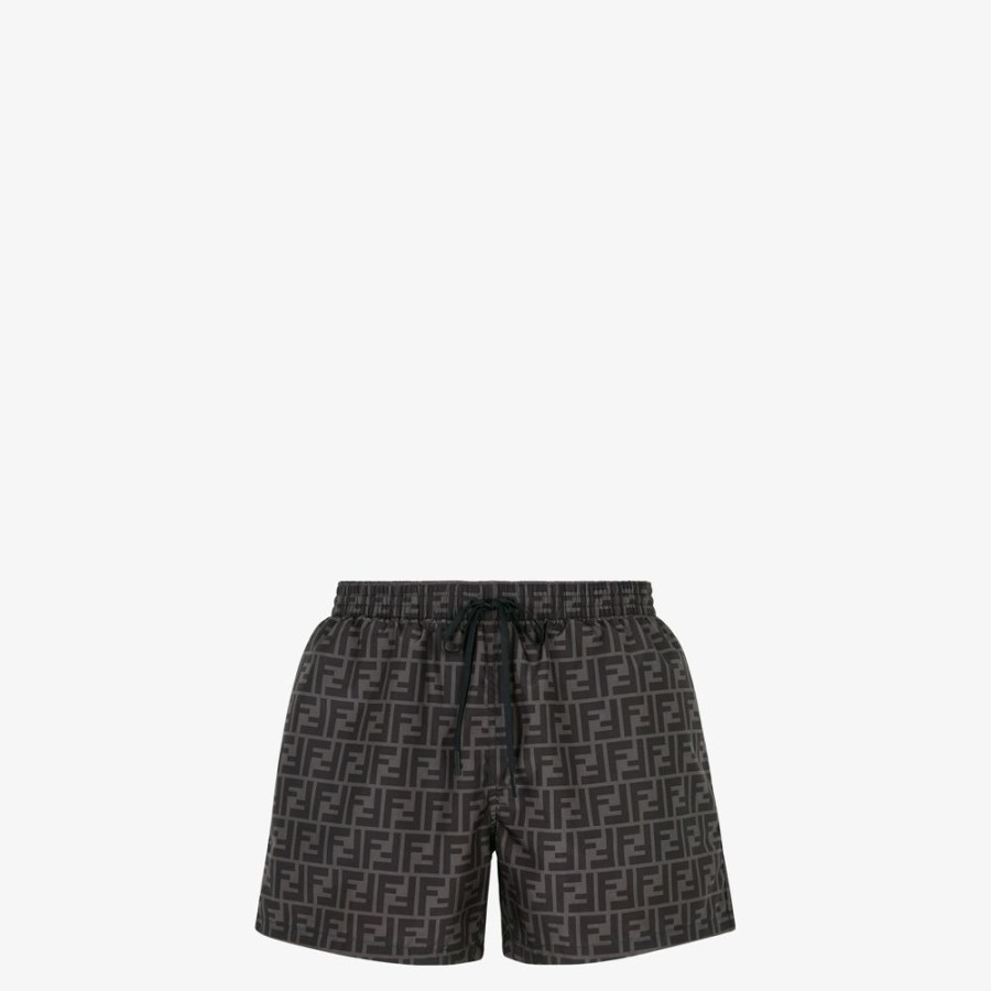 Uomo Fendi Swimwear | Short In Nylon Nero