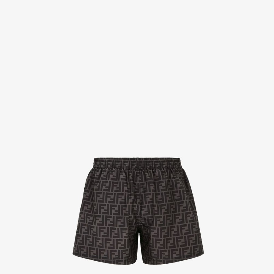 Uomo Fendi Swimwear | Short In Nylon Nero