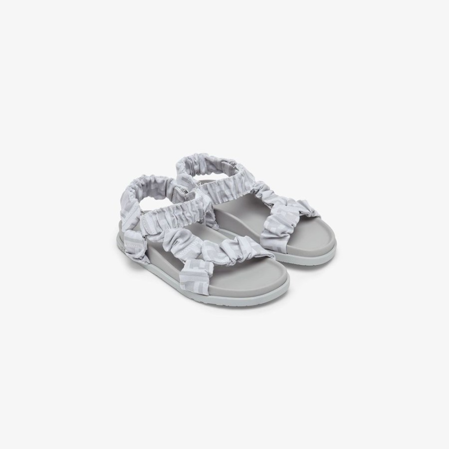 Bambini Fendi Scarpe | Sandalo Junior In Tessuto Grigio