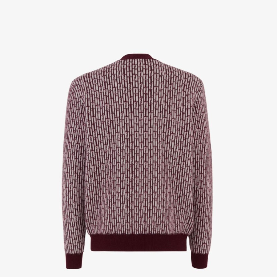 Uomo Fendi Maglieria | Maglia In Cashmere Bordeaux