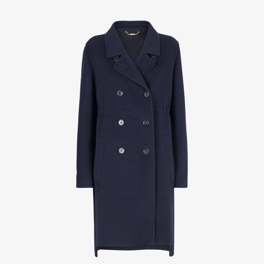 Donna Fendi Cappotti E Capispalla | Cappotto In Cashmere Blu