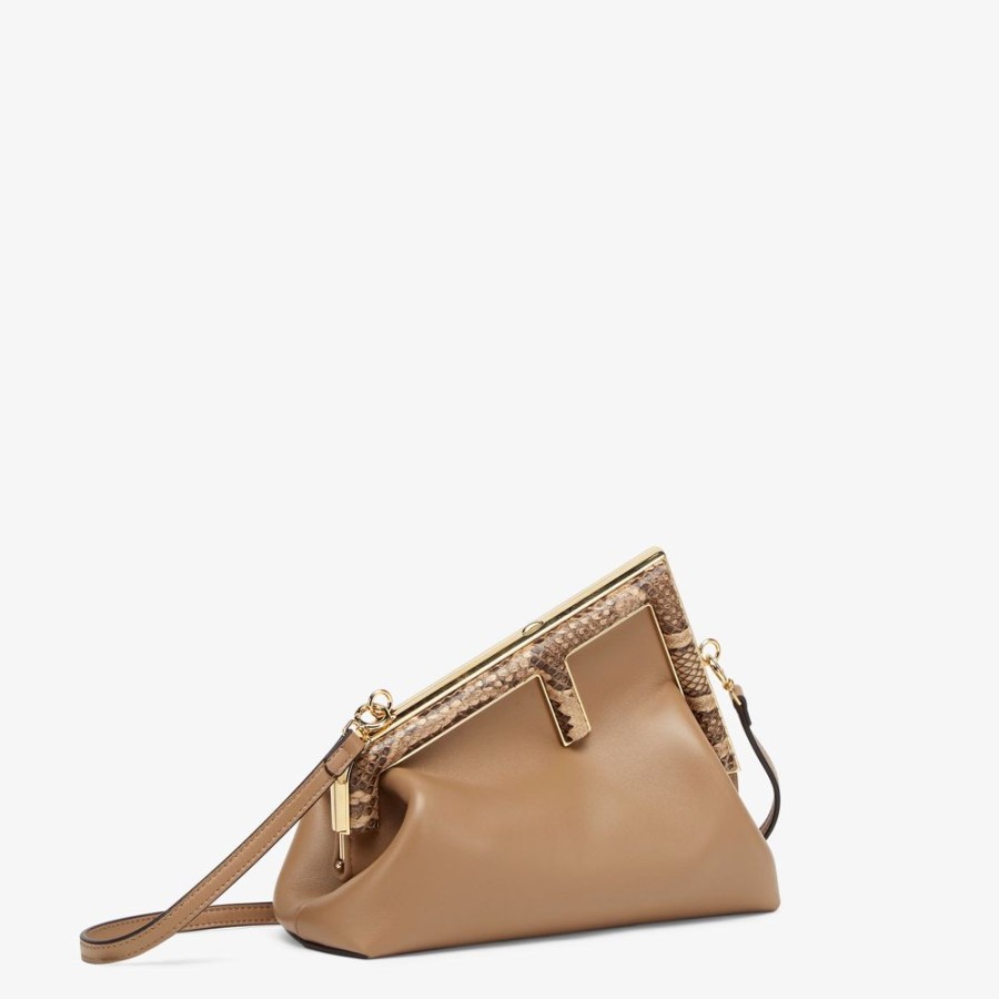 Donna Fendi Pelli Pregiate | Borsa In Pelle Beige Ed Esotico