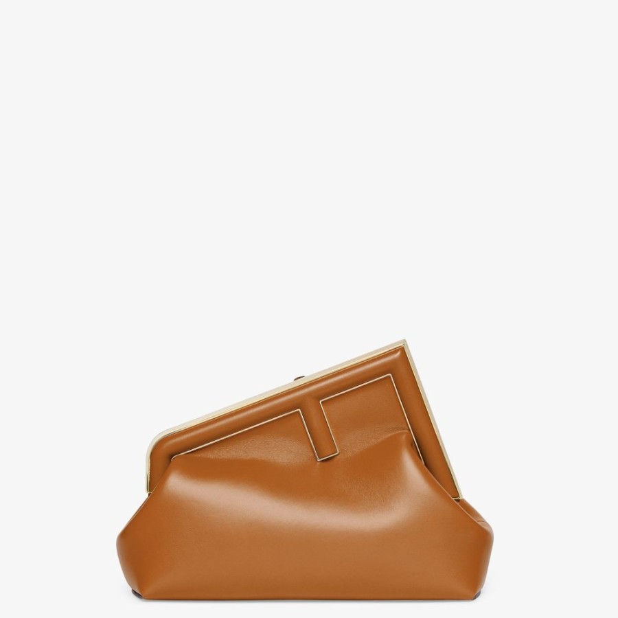 Donna Fendi Clutch E Pochette | Borsa In Pelle Marrone