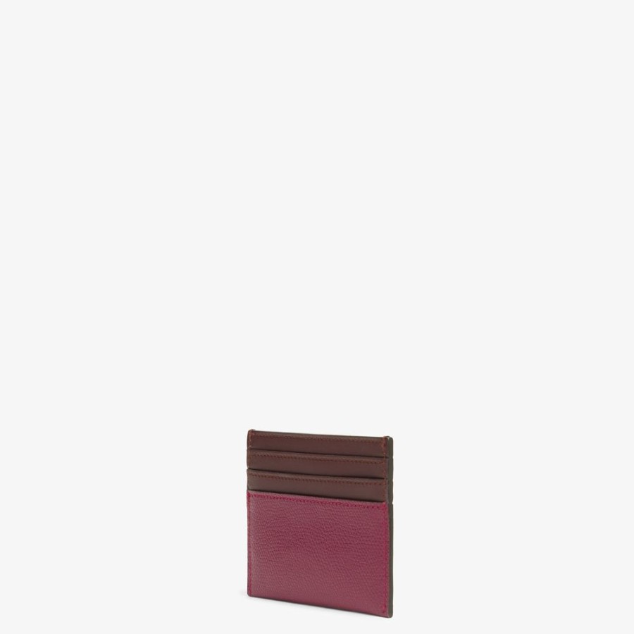 Donna Fendi Portacarte E Piccoli Accessori | Porta Carte Piatto In Pelle Bordeaux