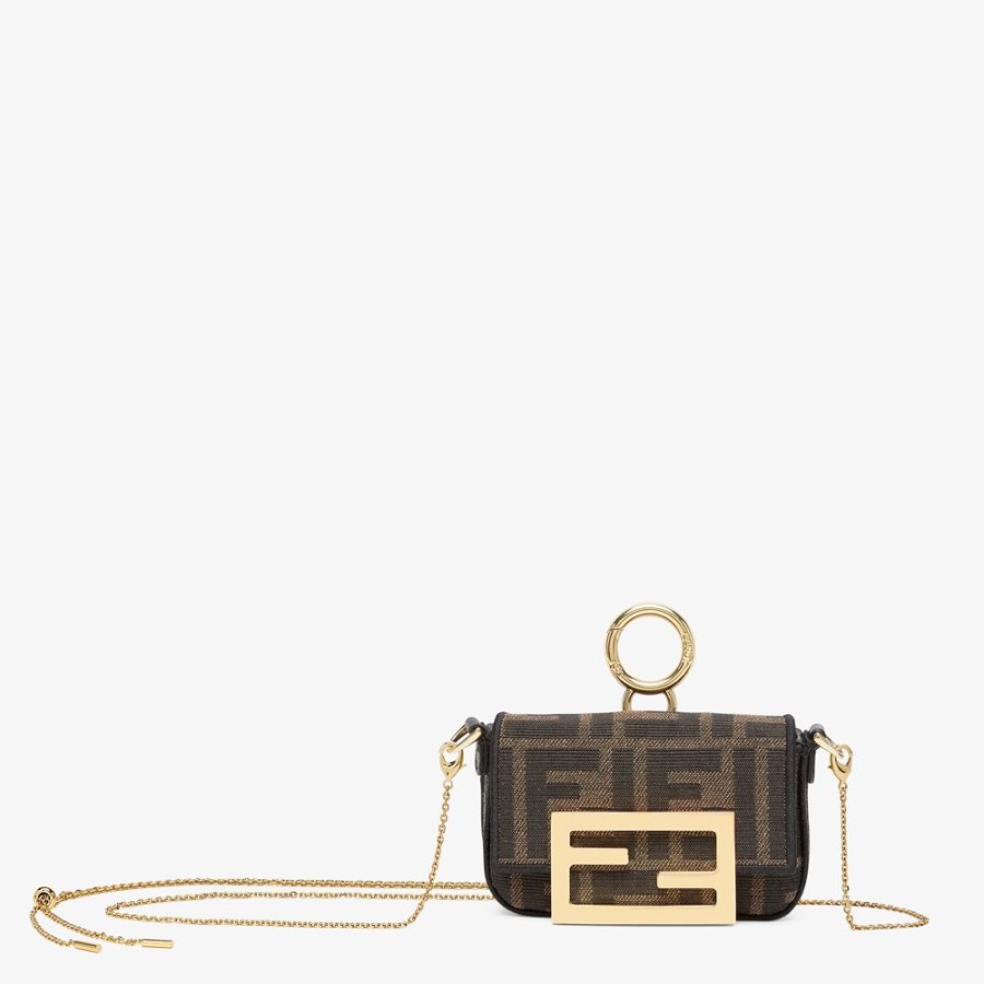 Donna Fendi Miniature Bags | Charm In Tessuto Marrone