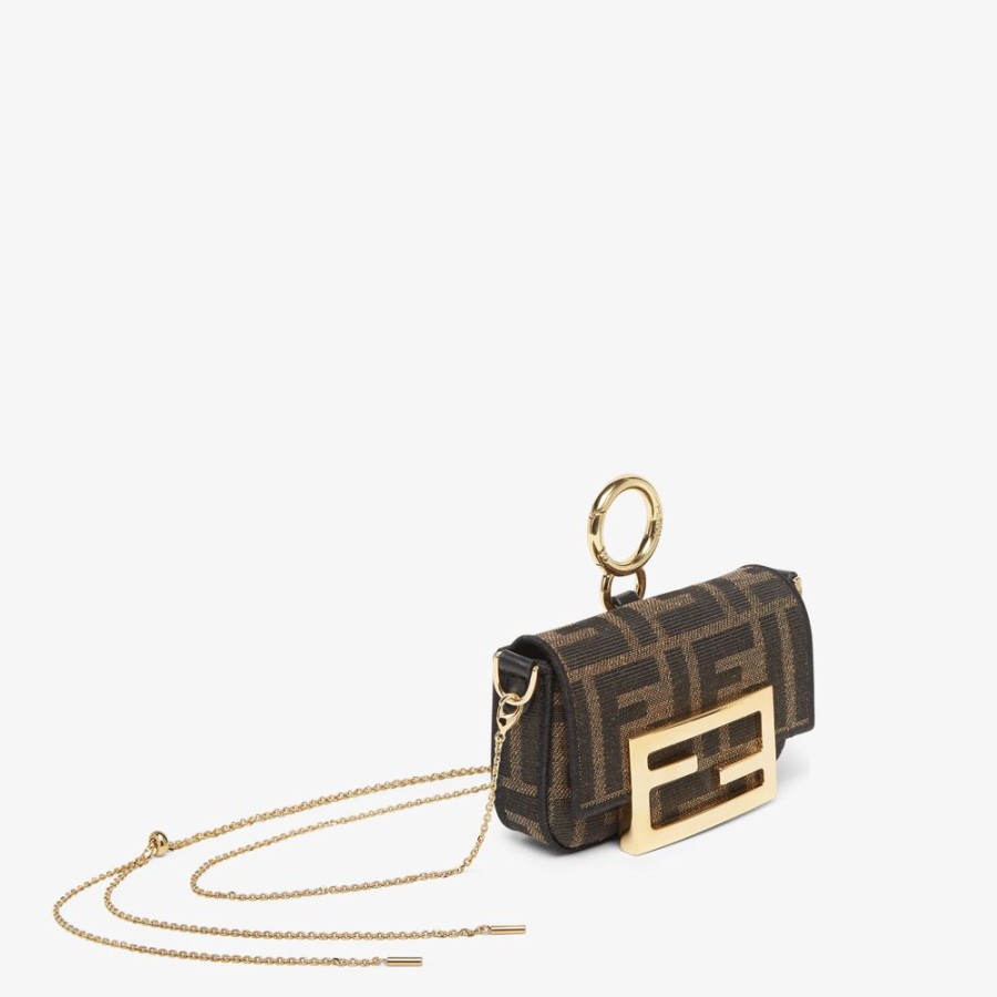 Donna Fendi Miniature Bags | Charm In Tessuto Marrone