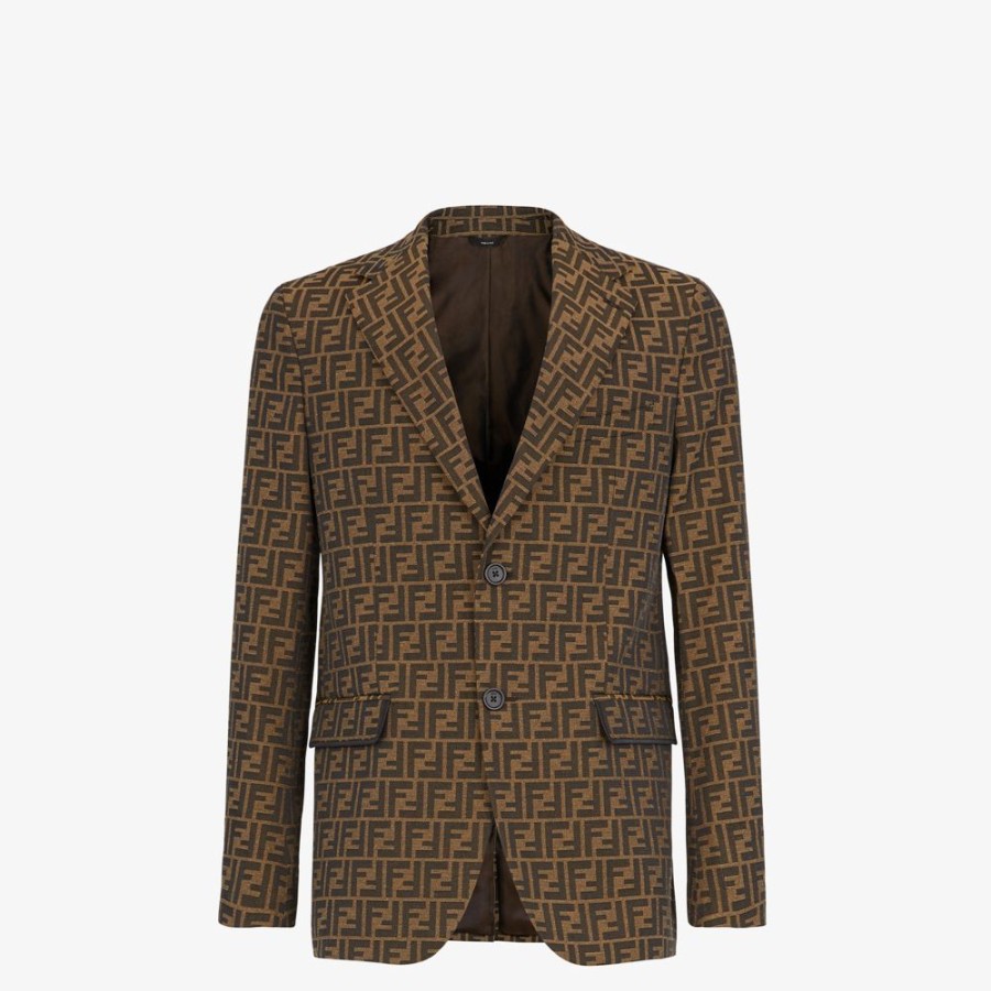 Uomo Fendi Giacche E Abiti | Blazer In Tessuto Jacquard Ff