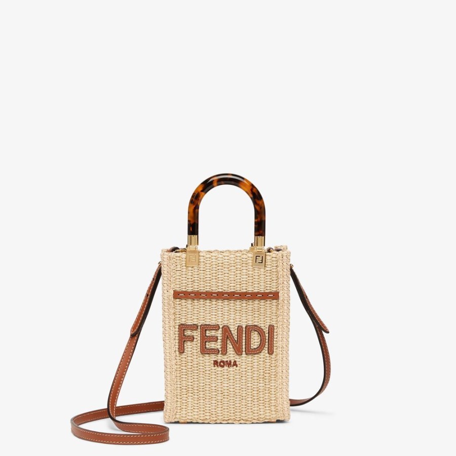 Donna Fendi Borse Mini | Mini Borsa In Paglia Naturale