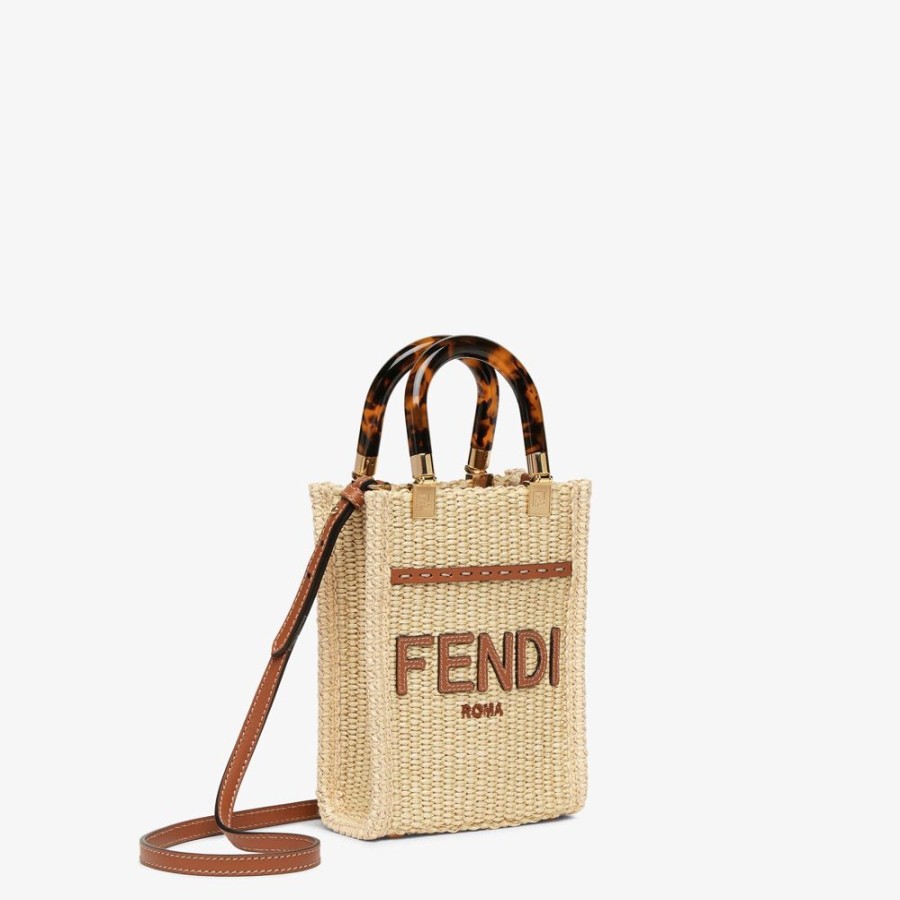 Donna Fendi Borse Mini | Mini Borsa In Paglia Naturale